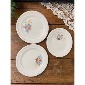 Vintage Crown Potteries J145 Floral Dessert Bowls Set of 3 USA 6 Inch